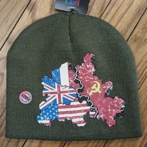 NEW East / West Germany Divide BERLIN Unisex Beanie Hat - Army Green